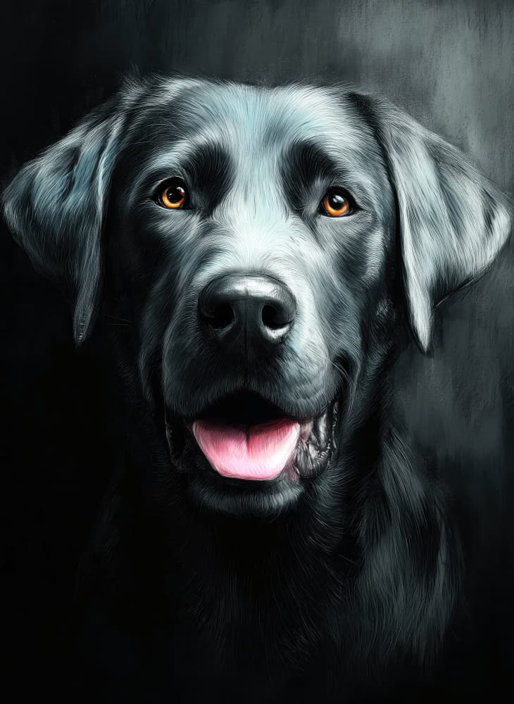 Happy Black Labrador by Justyna Jaszke — canvas wall art