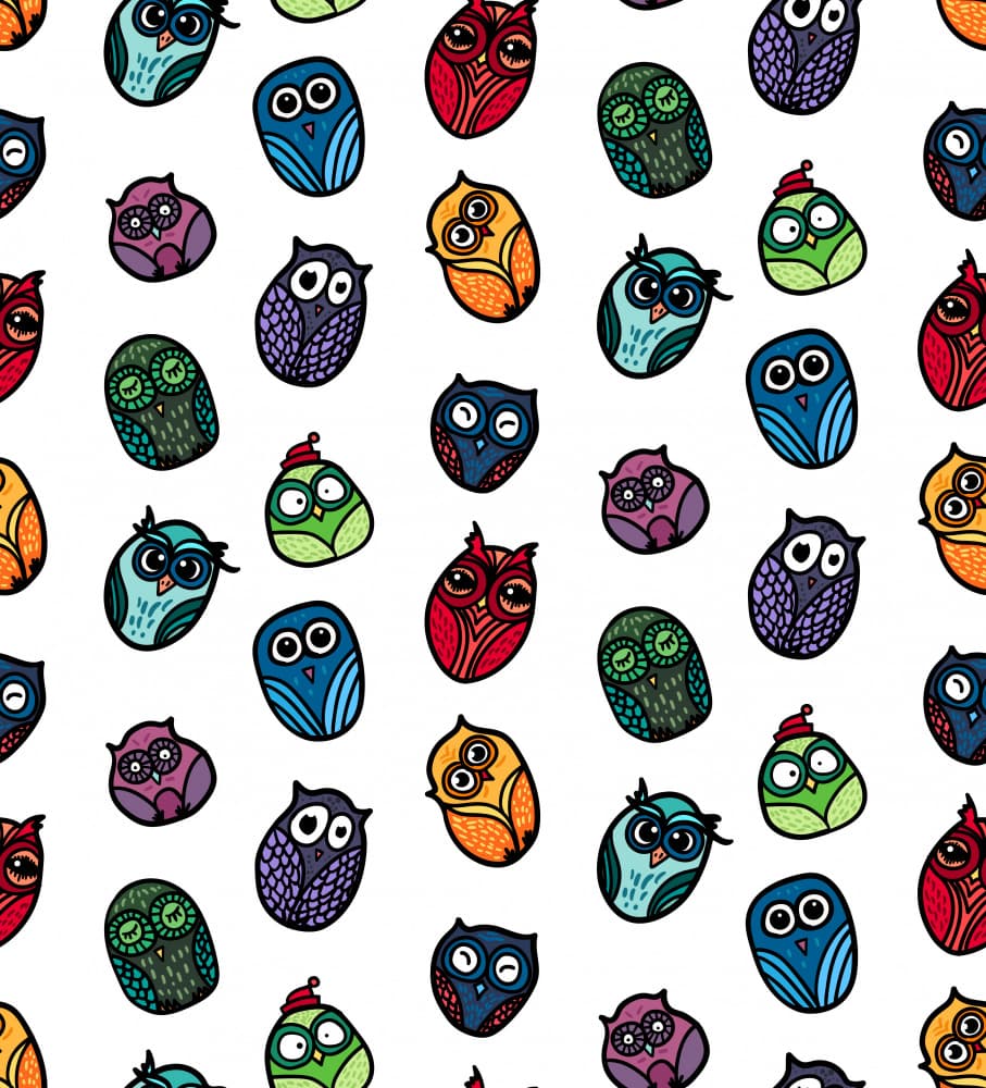 Colorful Owl Pattern by Marika Barsrsind — canvas wall art