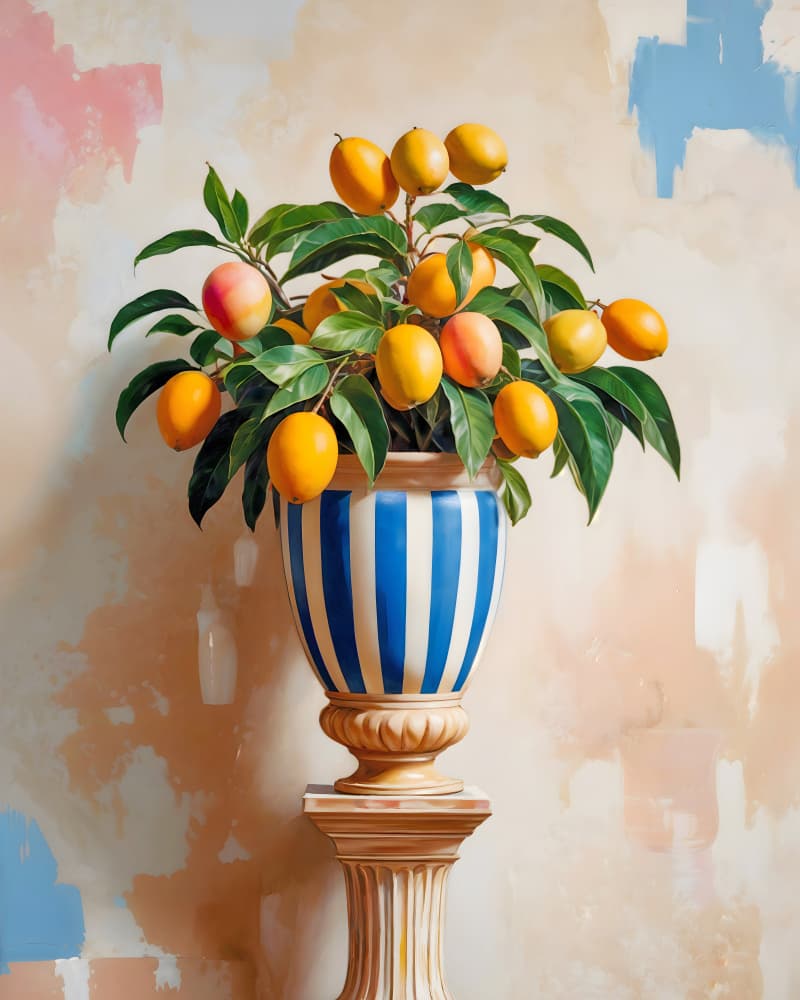 Potted Lemon Tree Still Life