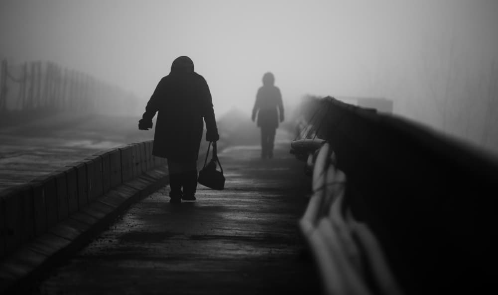 Foggy Path Silhouettes by Julien Oncete — canvas wall art