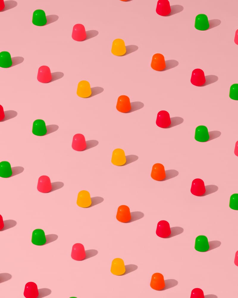 Dots Candy Gum Drops - Repeating Pattern On Pink Background