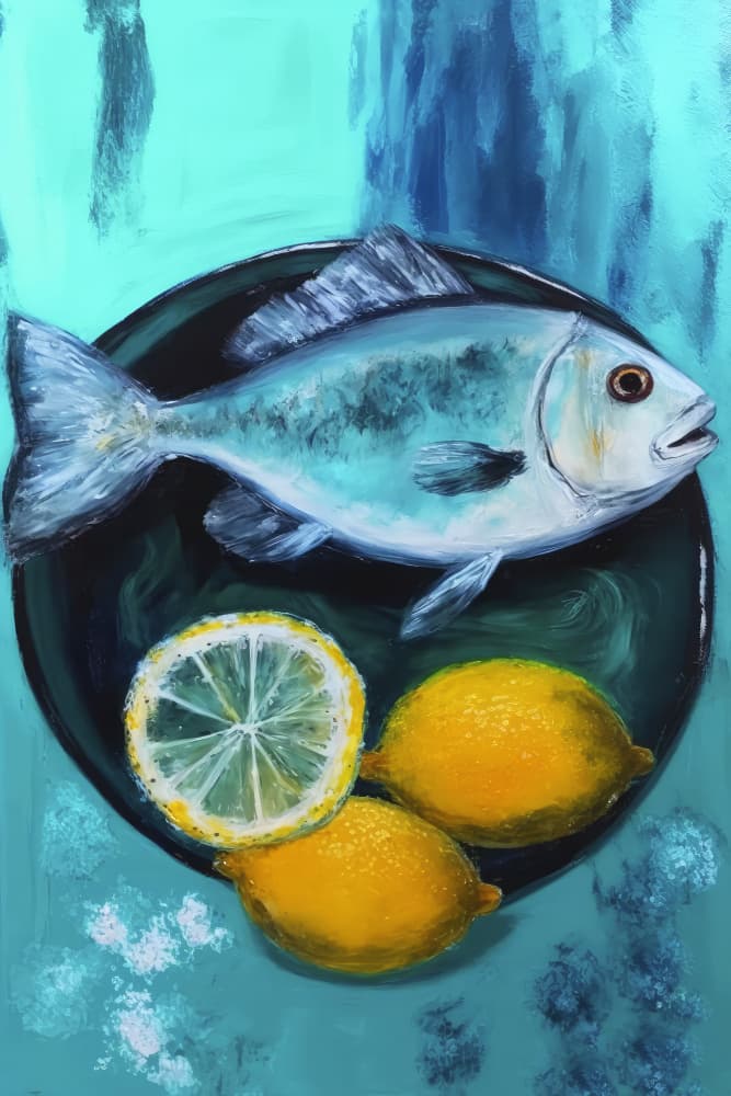 Ocean's Citrus Feast by Treechild — canvas wall art