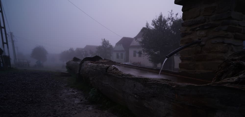Misty Village Trough by DAVID MINSTER — canvas wall art