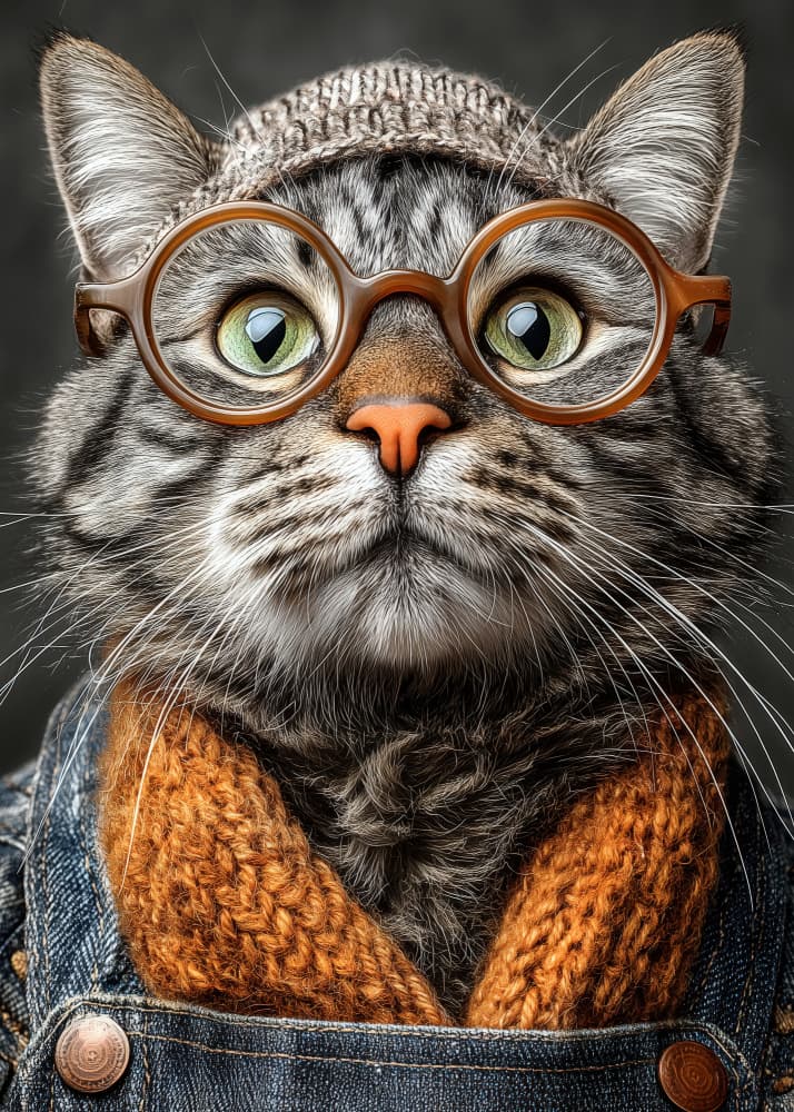 Hipster Cat With Glasses by Justyna Jaszke — canvas wall art