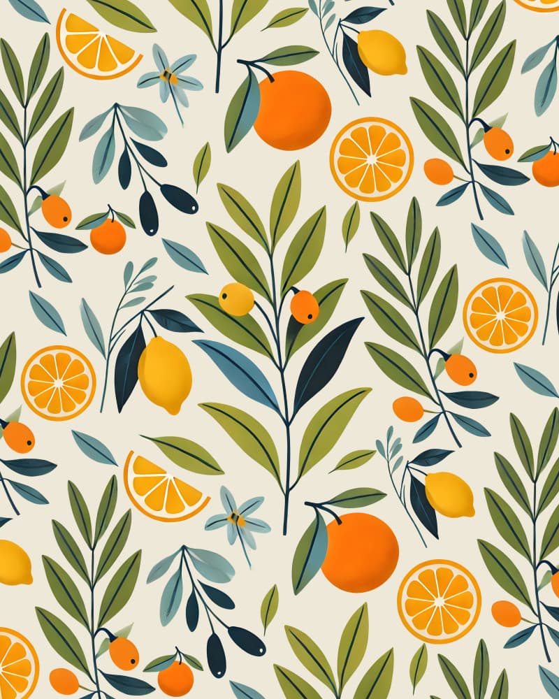 Fresh Citrus Botanical Pattern by Kintsugi99 — canvas wall art