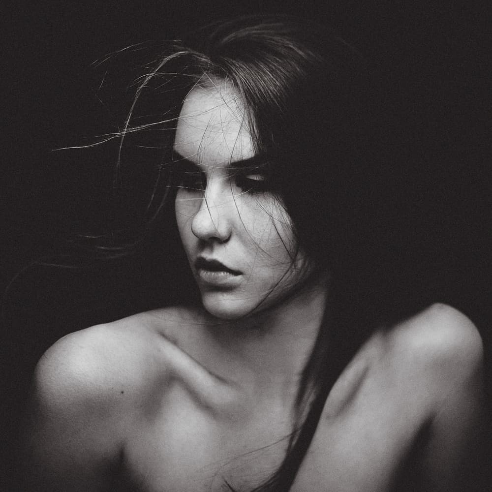 Pensive Woman Portrait by Martin Krystynek MQEP — canvas wall art