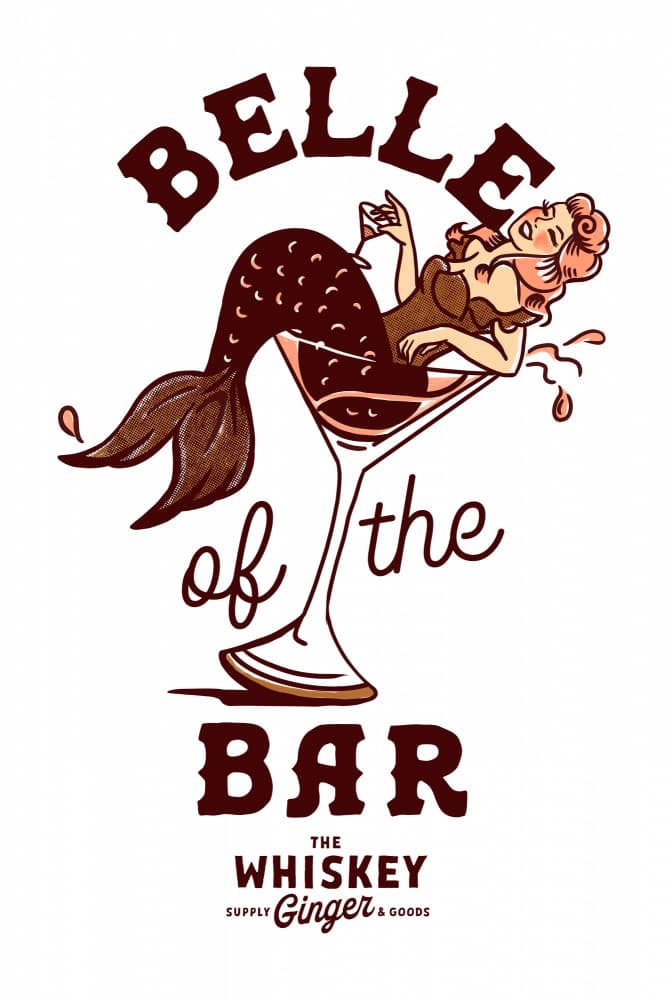 Belle Of The Bar Mermaid Pin Up Art by The Whiskey Ginger — canvas wall art