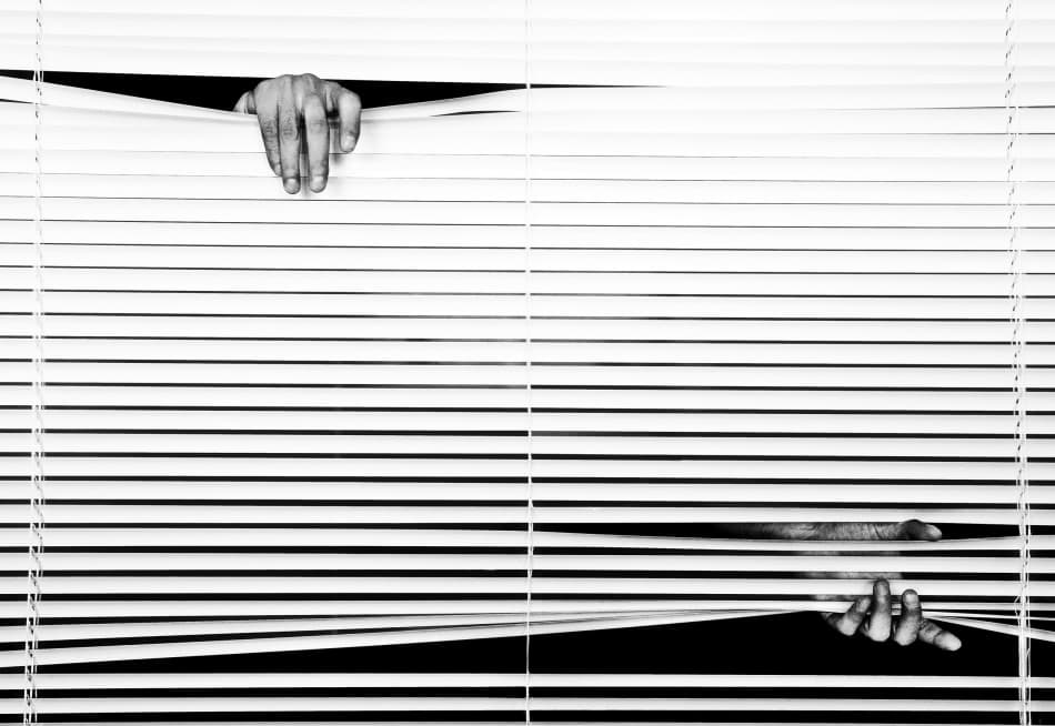 Hands Peeking Through Blinds by Keisuke Ikeda @ blackcoffee — canvas wall art
