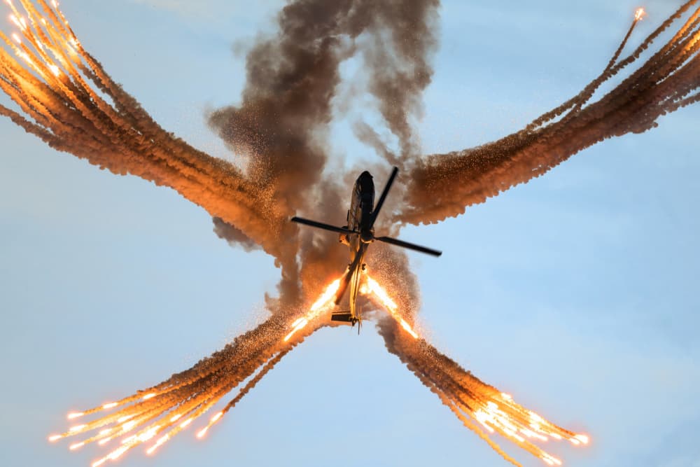Helicopter Flare Evasion by Piotr Wrobel — canvas wall art