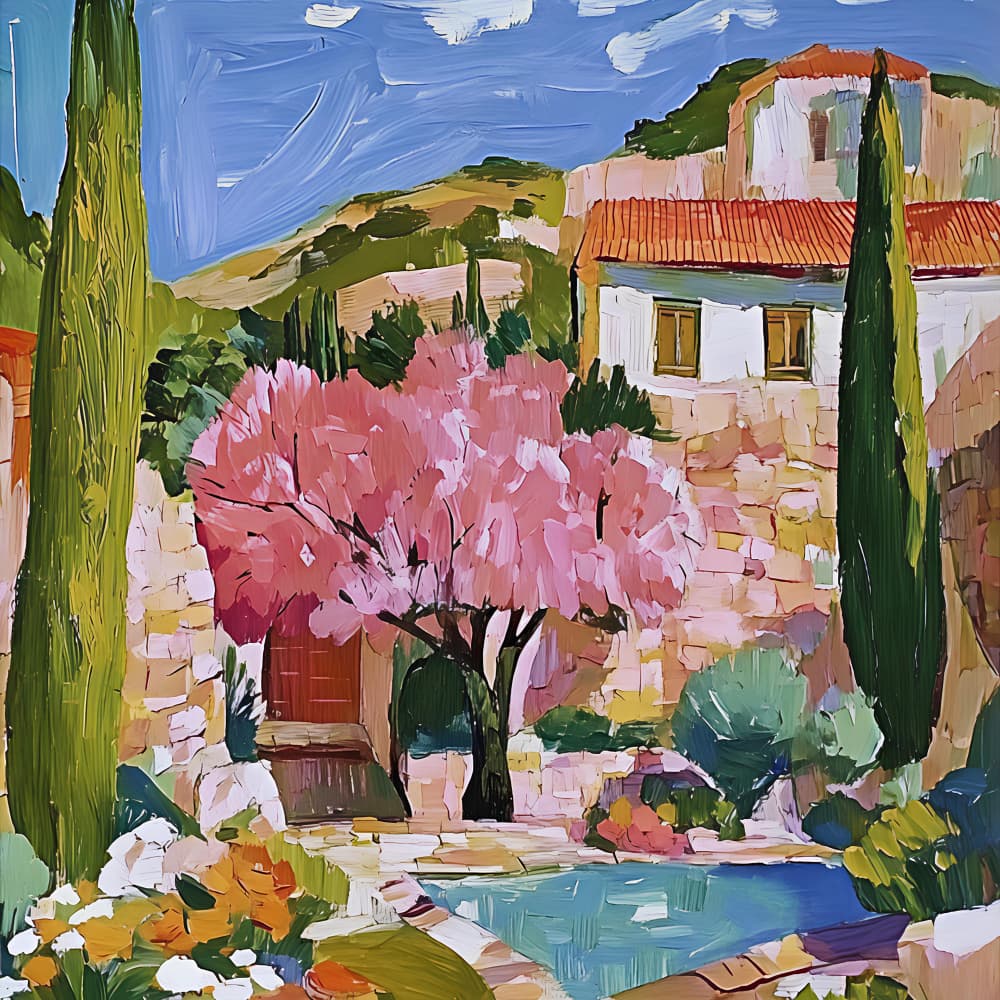 Pink Blossom Village by Avanesova Elena — canvas wall art