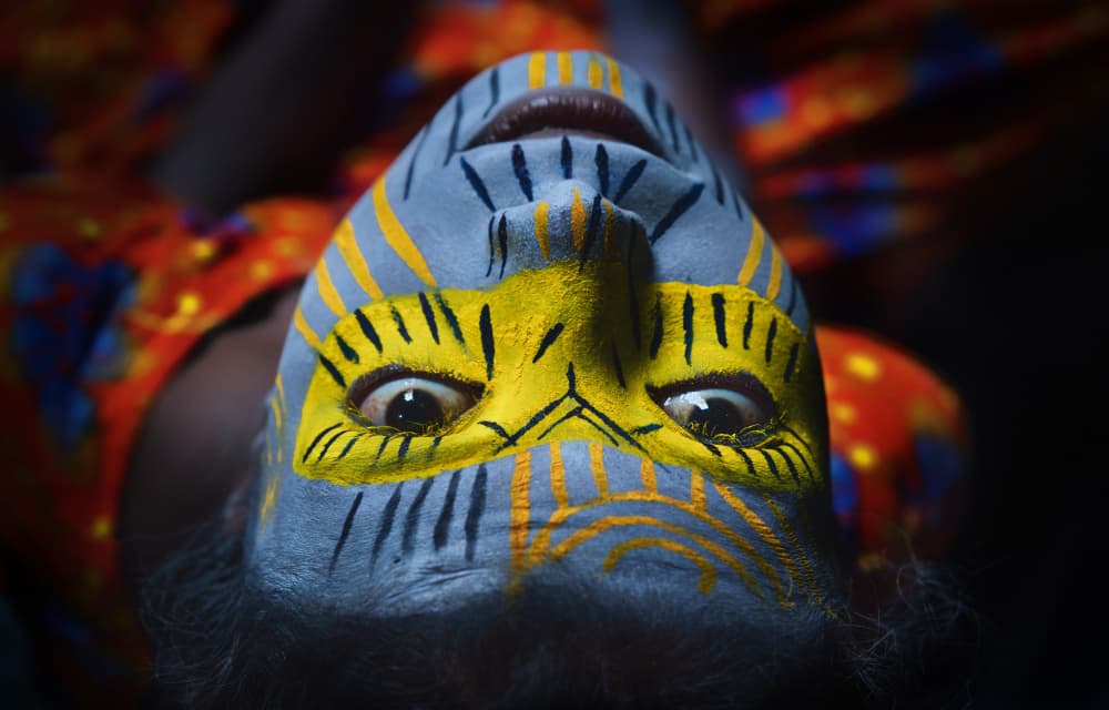 Intense Painted Face by Nilendu Banerjee — canvas wall art