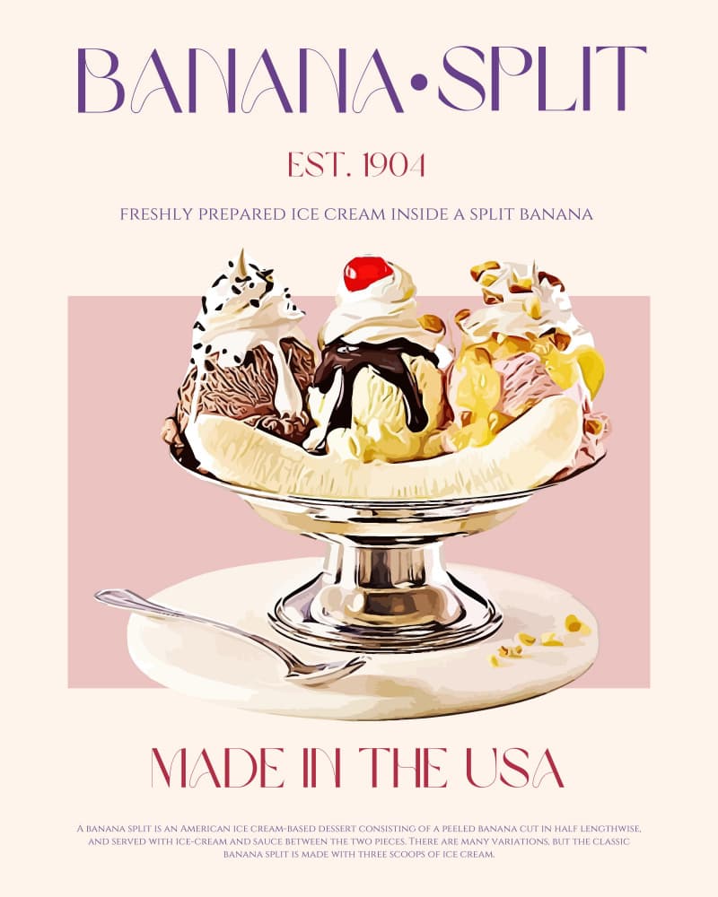 Classic Banana Split by Nazma Khokhar — canvas wall art