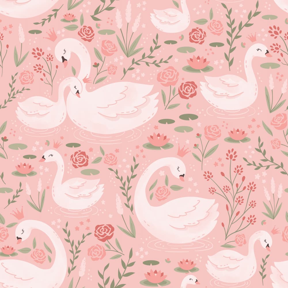Whimsical Swan Garden by Weronika Gross — canvas wall art