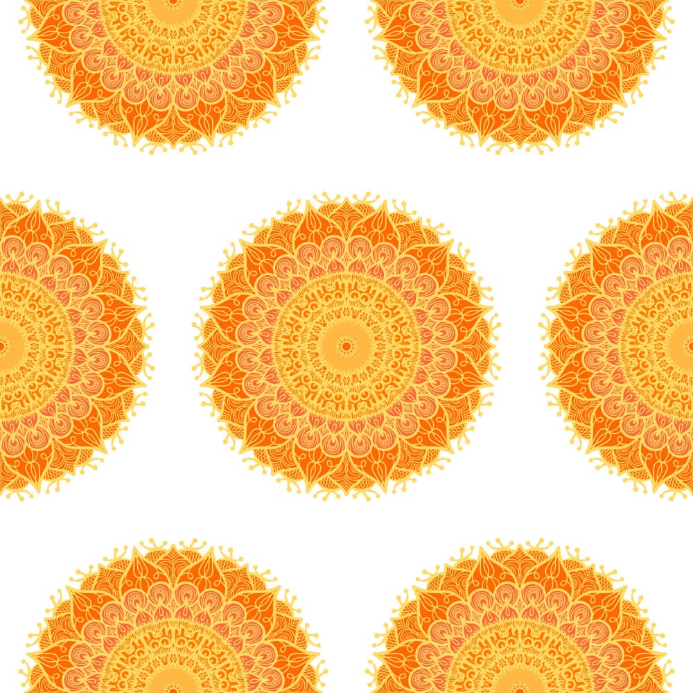 Vibrant Orange Mandalas by Marika Barsrsind — canvas wall art