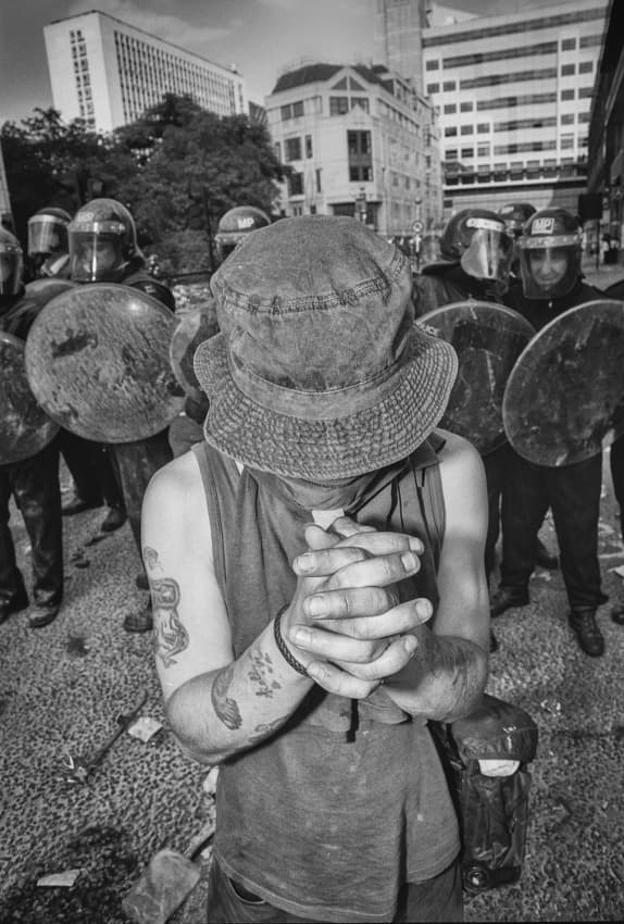 Reflective Protest Moment by Carlos_Grury_Santos — canvas wall art