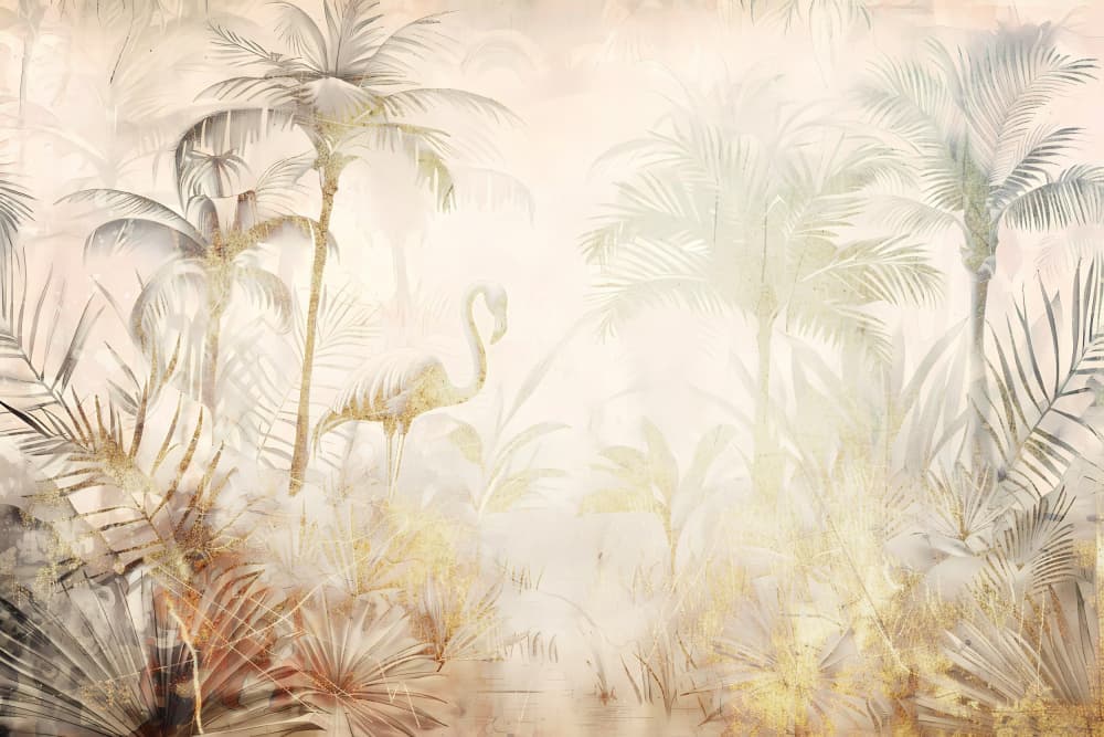 Golden Tropical Flamingo by Rafal Kulik — canvas wall art
