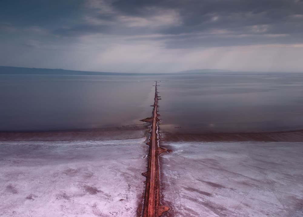 Pink Salt Lake Horizon by Majid Behzad — canvas wall art