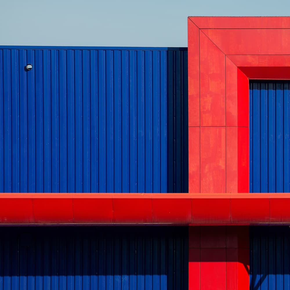 Blue Red Geometry by Karol Važan — canvas wall art