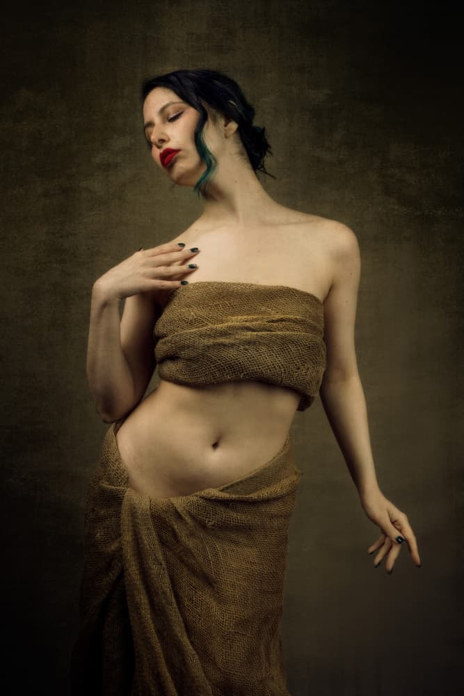 Golden Draped Figure by Deming W — canvas wall art