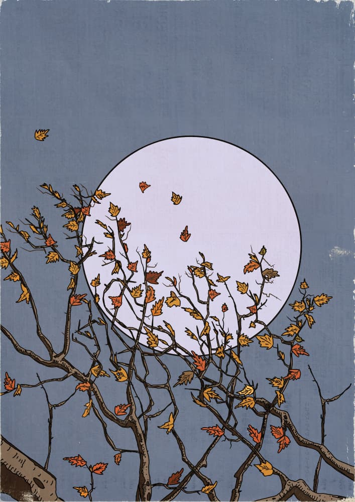 Autumn Leaves Moonlight by Nicholas — canvas wall art
