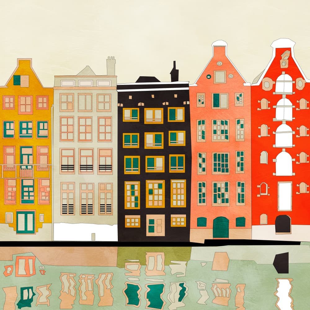 Amsterdam Houses 2 by Ana Rut Bre — canvas wall art