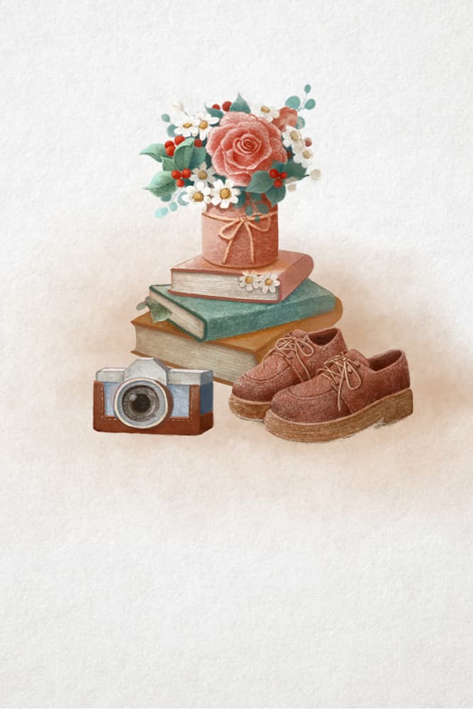 Cozy Books Flowers Camera by Xuan Thai — canvas wall art
