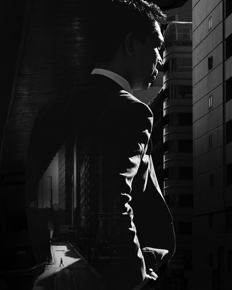Urban Man City Reflection by Yasuhiro Takachi — canvas wall art