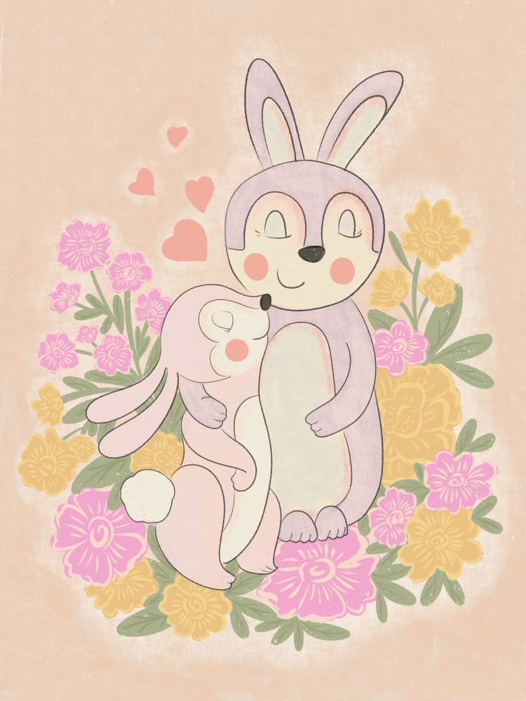 Sweet Bunny Embrace by Nikita Jariwala — canvas wall art