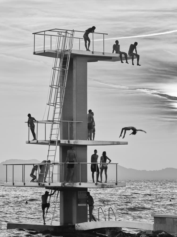 Summer Diving Tower Fun by Marko Buntic — canvas wall art