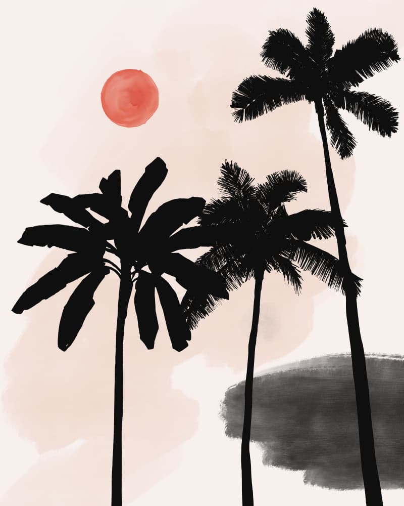 Minimalist Tropical Sunset by CATS AND DOTZ — canvas wall art