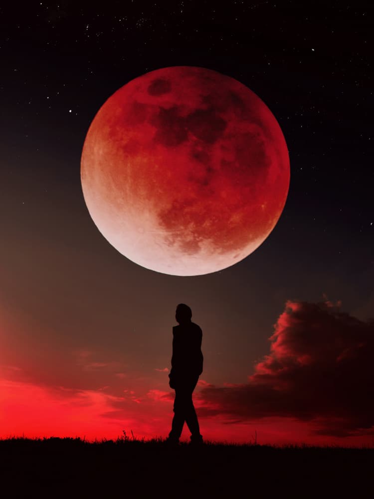 Blood Moon Silhouette by Ariz Rab — canvas wall art