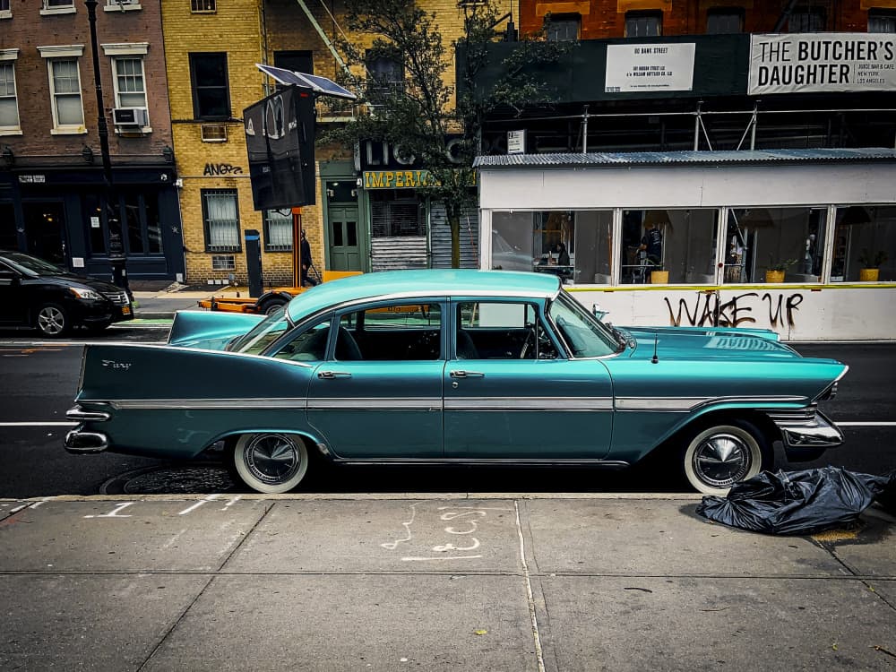 Classic Teal Street Car by Joshua Leeman — canvas wall art