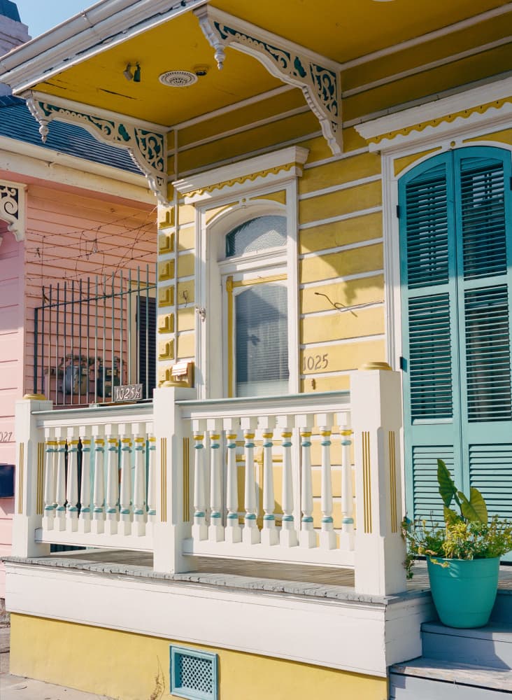Vibrant Yellow Porch House by Bethany Young — canvas wall art
