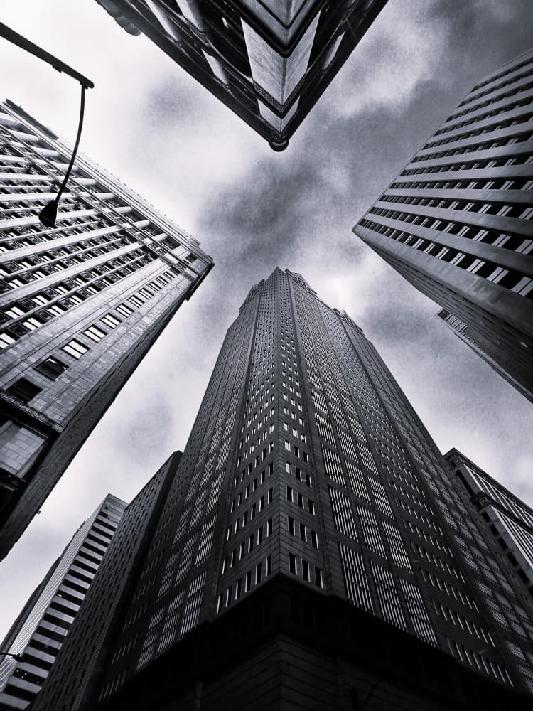 Towering City View by Jasmine Zhang — canvas wall art