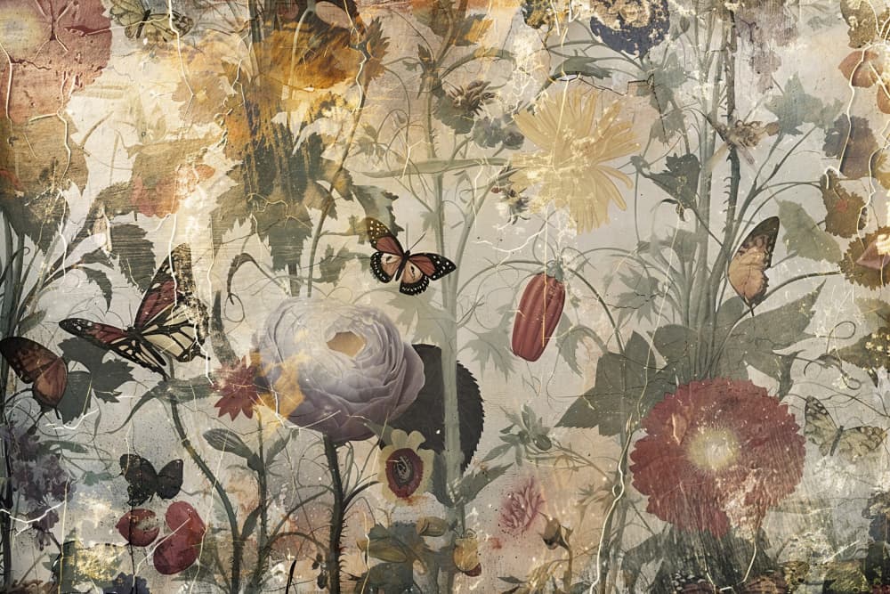 Vintage Floral Butterflies by Rafal Kulik — canvas wall art
