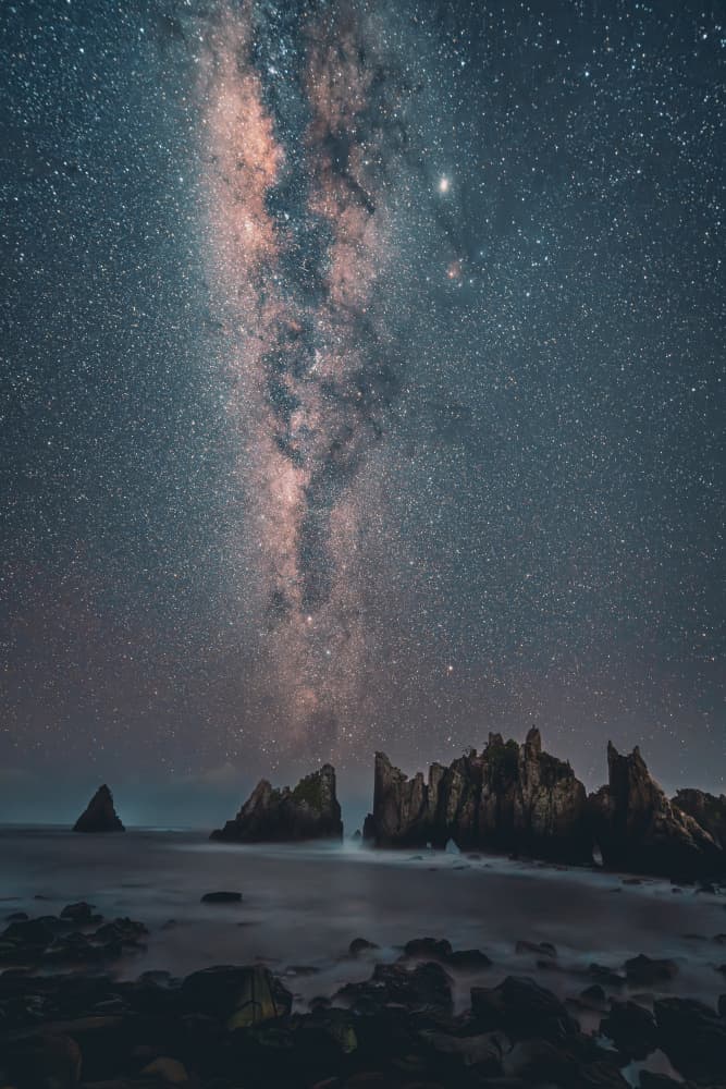Milky Way Ocean Night by HIRAK BHATTACHARJEE — canvas wall art