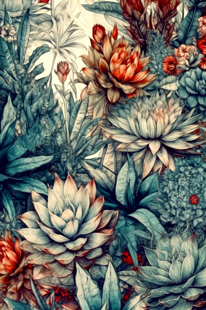 Vibrant Succulent Garden by Justyna Jaszke — canvas wall art