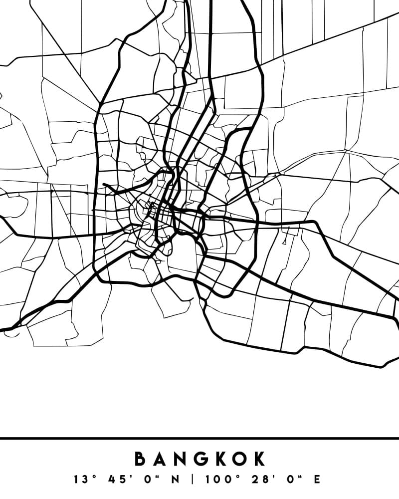 Minimalist Bangkok Map by Emiliano Deificus — canvas wall art