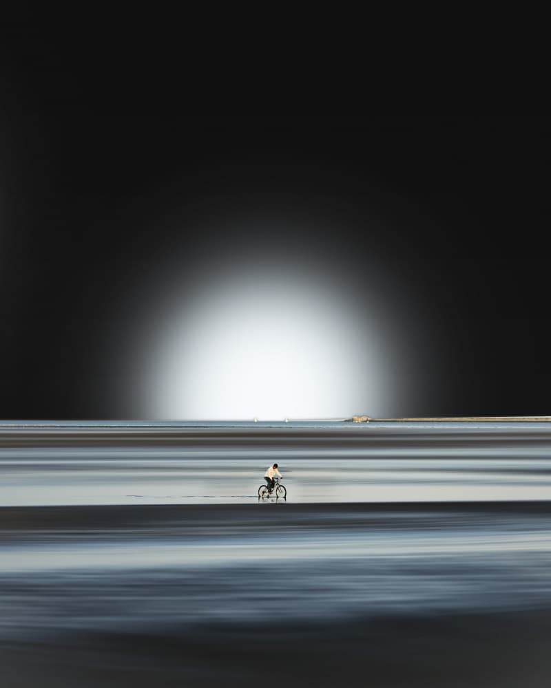 Solitary Beach Rider by Barbara Zielinska — canvas wall art