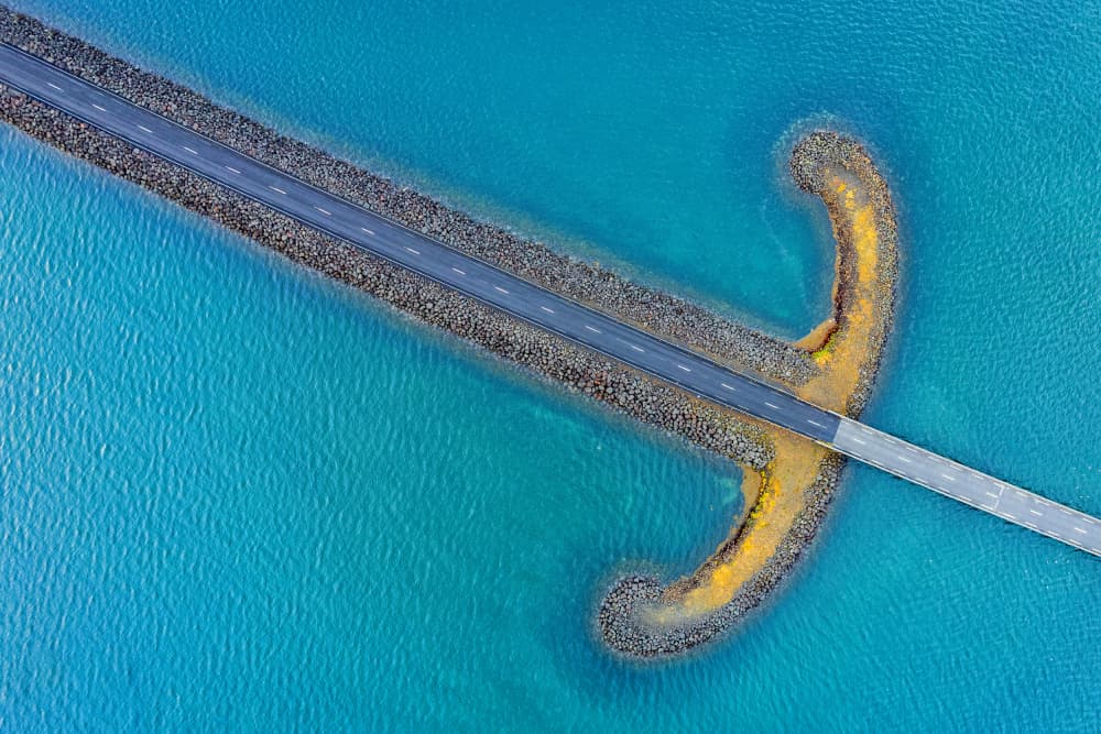 Aerial Island Road by Alvaro Roxo — canvas wall art