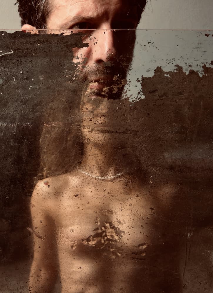 Man Behind Textured Glass by Davide Barzaghi — canvas wall art