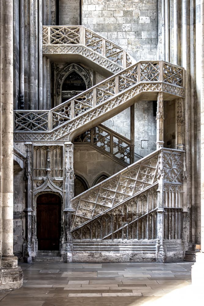 Ornate Stone Staircase by Ute Jackisch — canvas wall art
