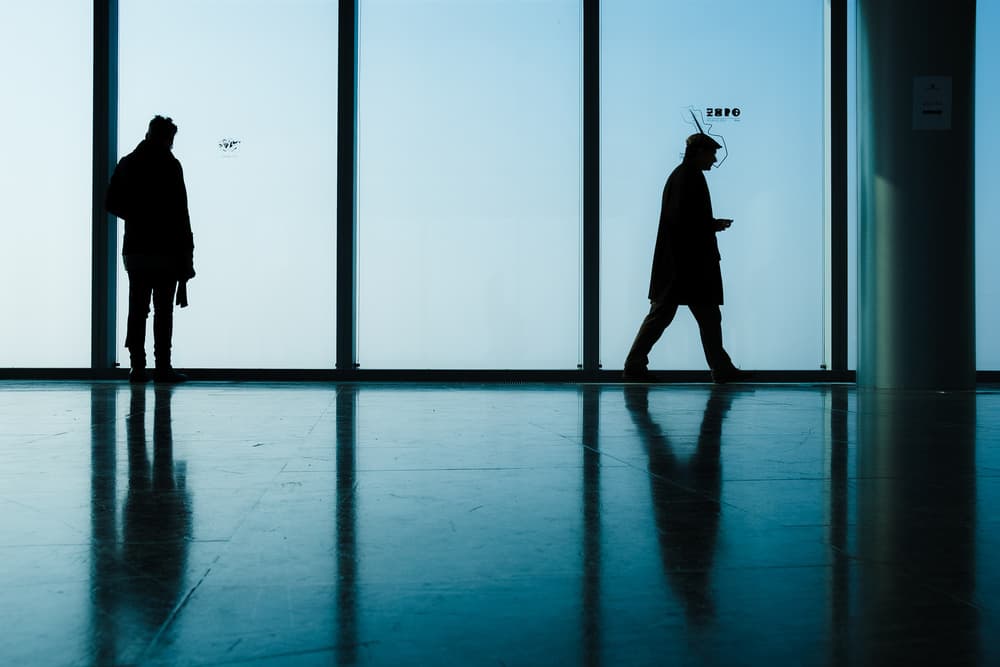 Blue Window Silhouettes by Alessandro L.  Rocchi — canvas wall art