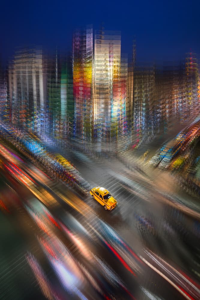 Yellow Taxi City Night by Saurabh Sirohiya — canvas wall art