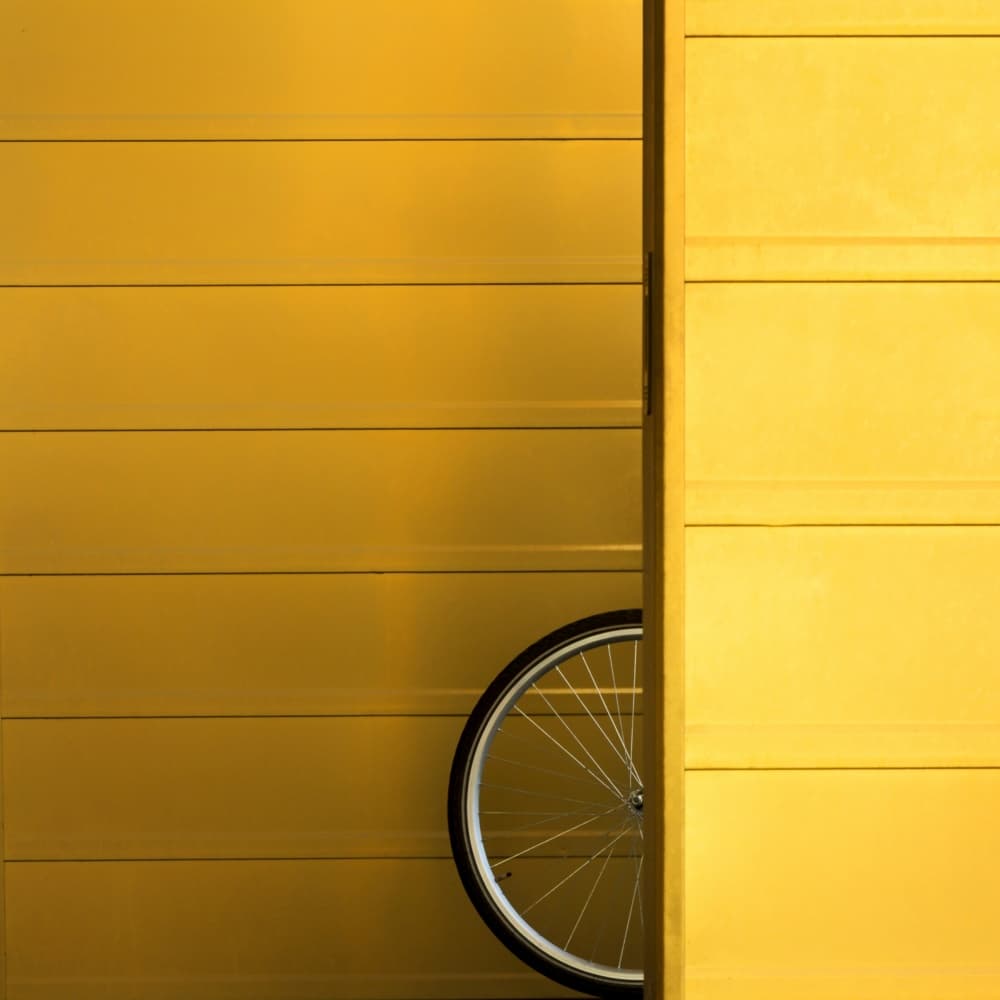 Yellow Wall Bike Wheel by Gerard Jonkman — canvas wall art