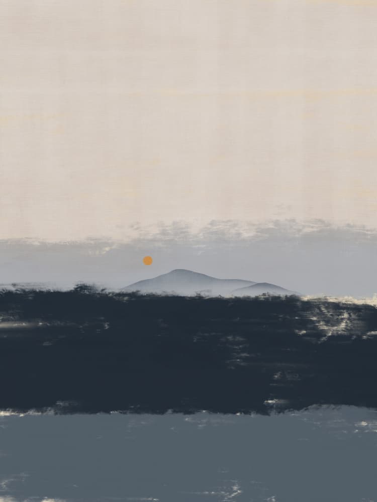 Misty Mountain Sunrise by Little Dean — canvas wall art