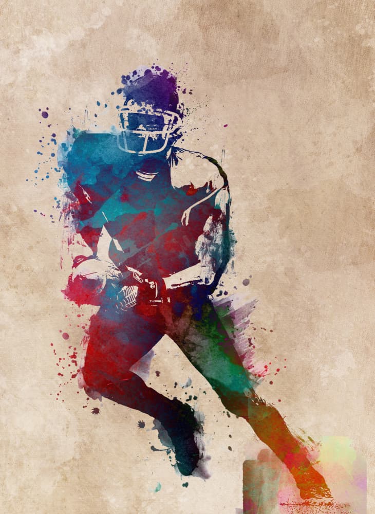 Vibrant Football Player by Justyna Jaszke — canvas wall art