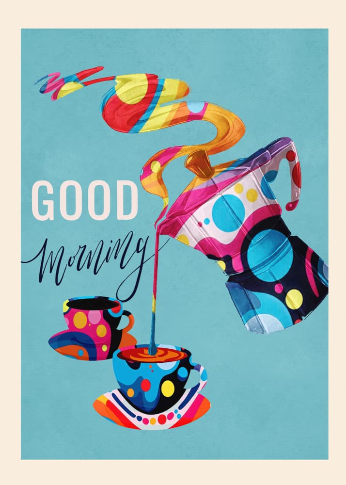 Good Morning Coffee Fun by Flow Line — canvas wall art