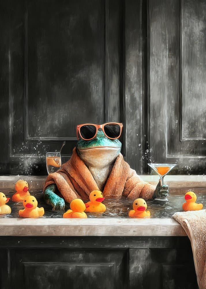 Frog In Bathtube 4 by Justyna Jaszke — canvas wall art