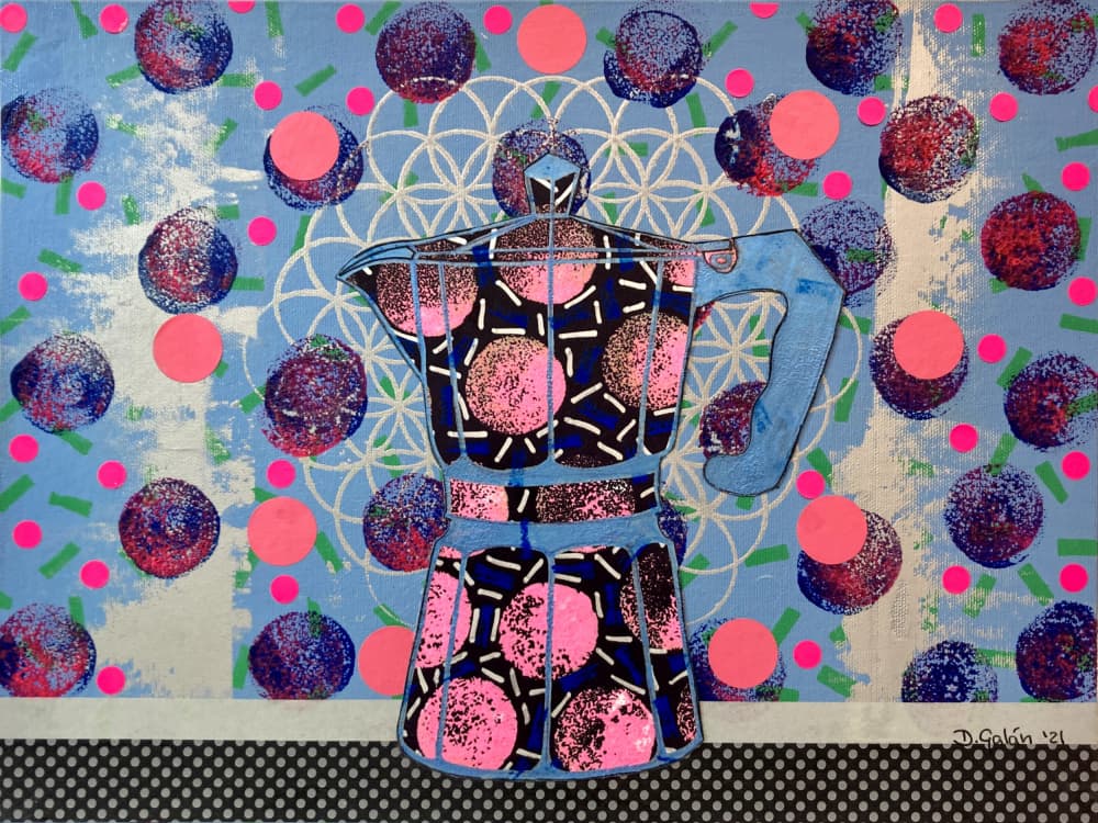 Vibrant Moka Pot by David Galan — canvas wall art